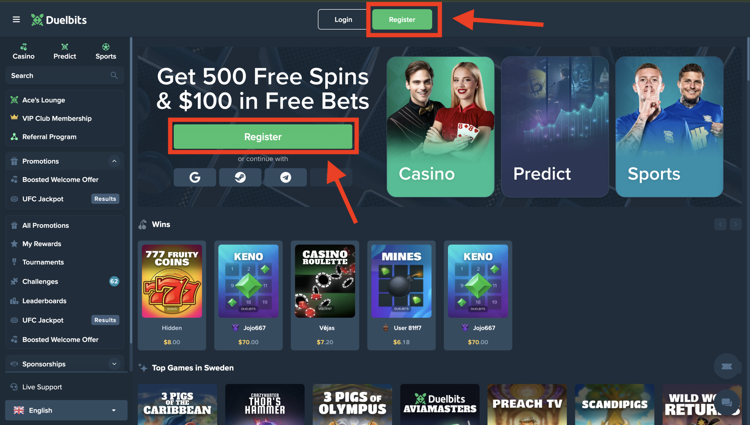 register duelbits